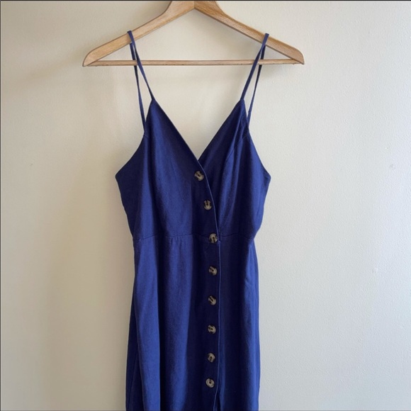 Urban Romantics blue linen button up dress small - Picture 3 of 8
